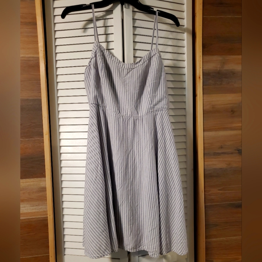 Old Navy Blue & White Stripe Cotton Dress Sz L